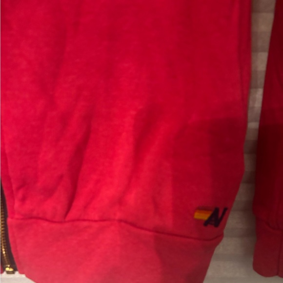 Aviator Nation Kids Hoodie in Vibrant Red with Yellow Lightning Bolt size 14 - Picture 5 of 6